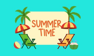 Merhaba Summer Poster ya da Banner şablonu, tropik bir plaj sahnesi içeren yaz şablonu. Ürün gösterisi, Tropikal yaz sahnesi, promosyon için mükemmel.