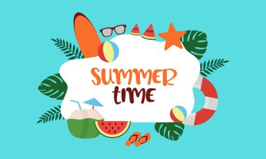 Merhaba Summer Poster ya da Banner şablonu, tropik bir plaj sahnesi içeren yaz şablonu. Ürün gösterisi, Tropikal yaz sahnesi, promosyon için mükemmel.