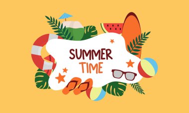 Merhaba Summer Poster ya da Banner şablonu, tropik bir plaj sahnesi içeren yaz şablonu. Ürün gösterisi, Tropikal yaz sahnesi, promosyon için mükemmel.