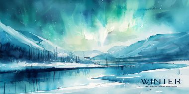 Kuzey Işıkları 'nın çarpıcı suluboyası karlı ve sakin bir arazide dans ediyor.