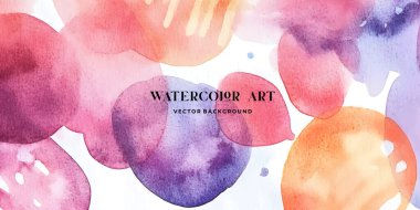 Üst üste binen, mor, pembe ve turuncu tonlarda düzensiz şekiller içeren soyut bir suluboya arkaplan.