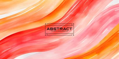 Turuncu, kırmızı ve pembe tonlarda kavisli vuruşlar içeren soyut bir suluboya arka plan.