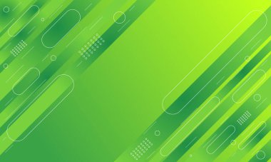 Beyaz geometrik şekillere ve çizgilere sahip yeşil bir gradyanı olan bir minimalist soyut arkaplan.