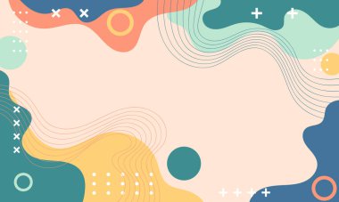 Pastel renkli şekil ve çizgilere sahip minimalist soyut bir arka plan, görsel olarak çekici ve çağdaş bir tasarım yaratıyor..