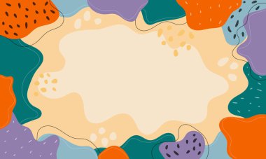 Renkli organik şekiller ve noktalar içeren soyut bir arkaplan görsel olarak çekici ve dinamik bir tasarım yaratıyor..