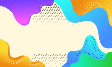 Dalgalı şekiller ve noktalı desenler içeren renkli soyut bir arkaplan.