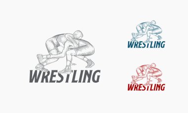 Bir eskiz, iki güreşçinin şiddetli bir boğuşma maçına kilitlendiğini gösteriyor. Bu da sporun yoğunluğunu gösteriyor..