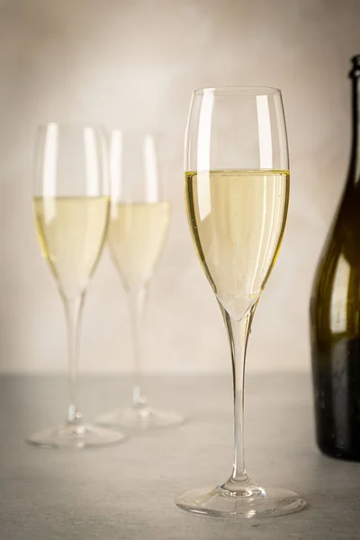 Festive Photo Sparkling Wine Glasses — Stock Photo, Image