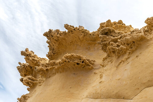 Blata tal Melh coastline cliff in Malta in cloudy weather