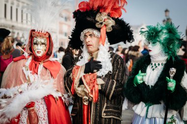 Venedik, İtalya - 8 Şubat 2024: Venedik Karnavalı