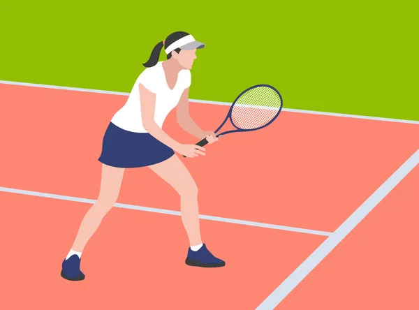 Девушка Теннисистка Играет Теннис Корте Спортивные Девушки Теннисный Баннер Векторная — стоковый вектор