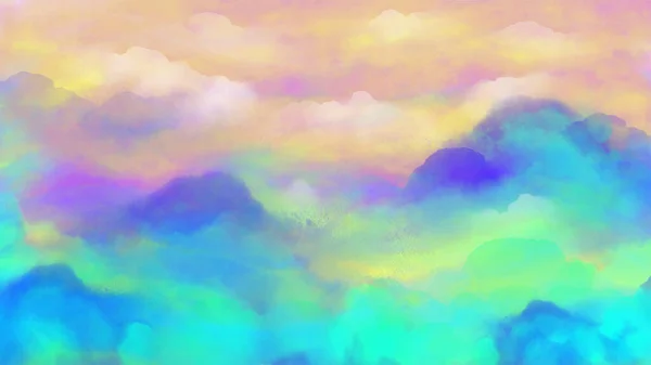 Colorful Painted Watercolor Sky Clouds Abstract Background — Stock Photo, Image