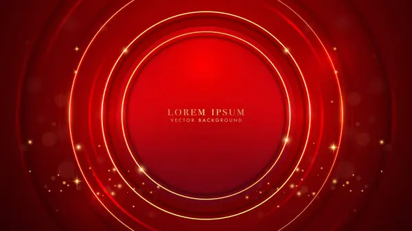 Gouden Cirkel Met Glanzende Stippen Glitter Lichteffecten Decoratie Rode Luxe — Stockvector