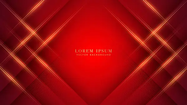 Gouden Lijn Strepen Kruisen Diagonaal Luxe Rode Achtergrond Elegante Design — Stockvector