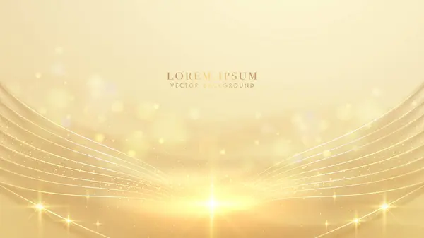 Luxe Achtergrond Met Gouden Lijnen Fonkelend Effect Bokeh Decoratie Elegante — Stockvector