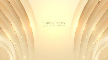 Altın çizgileri olan lüks bir zemin ve eğri şekilli parlak bir ışık ve parıltılı ışık efekti süslemesi. Vektör illüstrasyonu