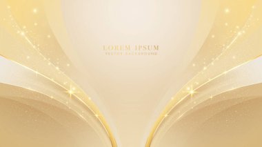 Altın eğri çizgi dekorasyonu ve parıltılı ışık efektiyle lüks bir arka plan. Zarif stil arkaplan tasarımı kavramı