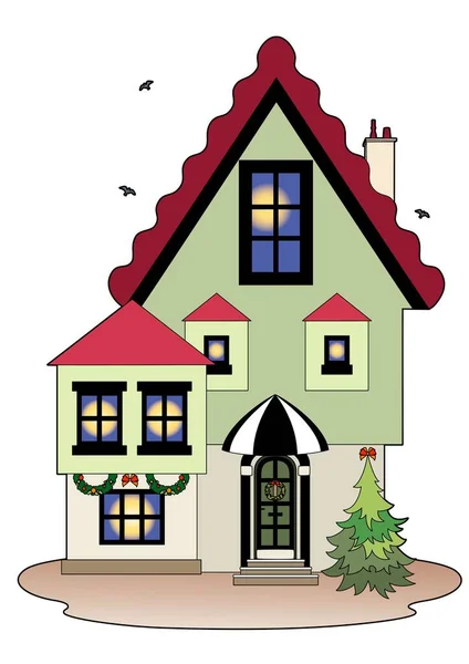 Ilustración Vectorial Una Casa Navidad Archivo Eps — Vector de stock