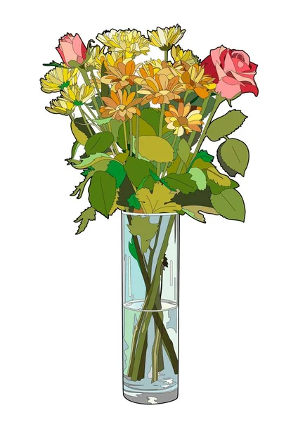 Εικονογράφηση Διάνυσμα Μιας Χαριτωμένης Διάταξης Λουλουδιών — Διανυσματικό Αρχείο
