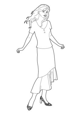 Ayakta duran güzel bir kadının vektör illüstrasyonu, dosya EPS 10