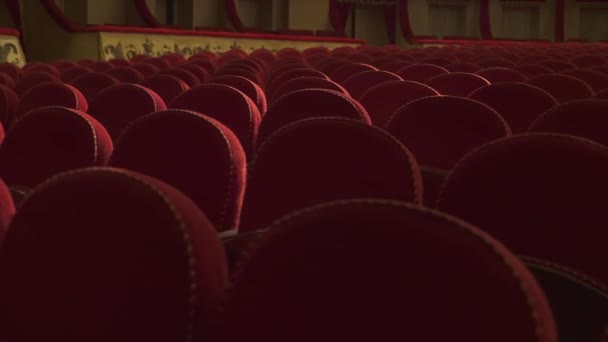Red Empty Chairs Theater Concert Hall Rows Seats Spotlight — 비디오