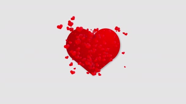 Red Beating Heart Symbol White Background Movement Small Red Hearts — Stock videók