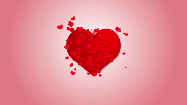 Red Beating Heart Symbol Red Background Movement Small Red Hearts — Stock videók