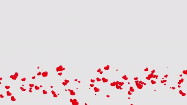 Анімація Літаючих Червоних Сердець Вітрі Внизу Романтичний Фон — стокове відео