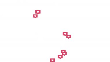 Floating icon with red heart for social networks on a white background. Animation background. Like sign.