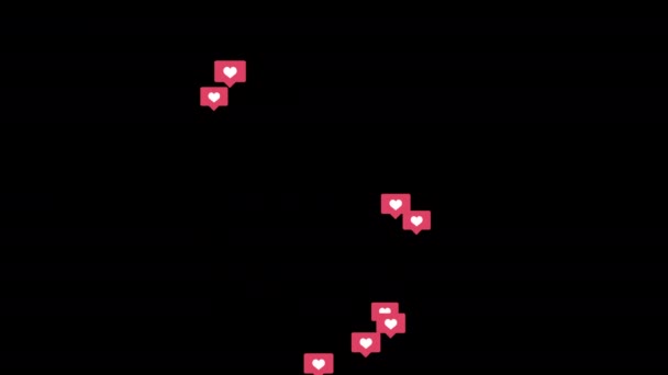 Floating Icon Red Heart Social Networks Black Background Animation Overlay — Wideo stockowe