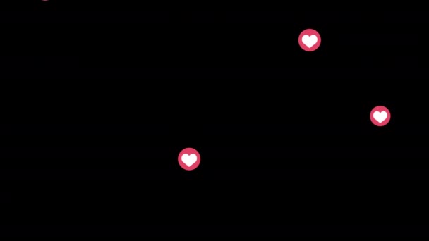 Heart Symbol Red Circle Falling Top Bottom Bkack Background Animation — Wideo stockowe