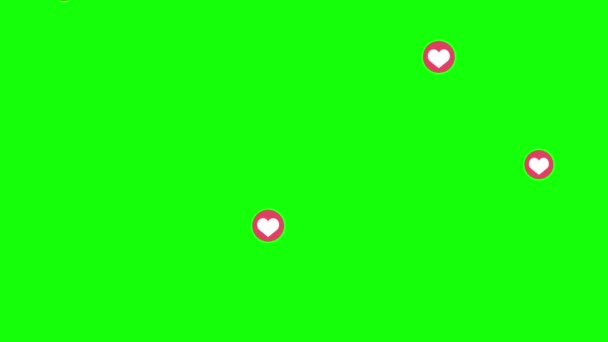 Heart Symbol Red Circle Falling Top Bottom Green Screen Background — Vídeo de stock