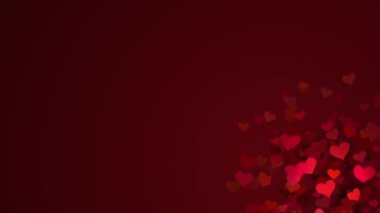 Small red heart symbols appear in the bottom corner. Dark animated romantic background for valentines day.