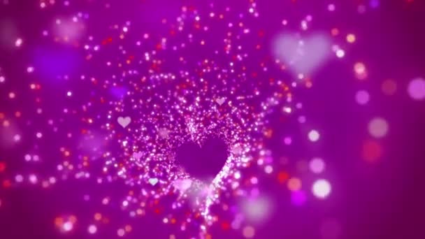Animation Flying Particles Hearts Symbol Love Abstract Romantic Blurred Pink — Video