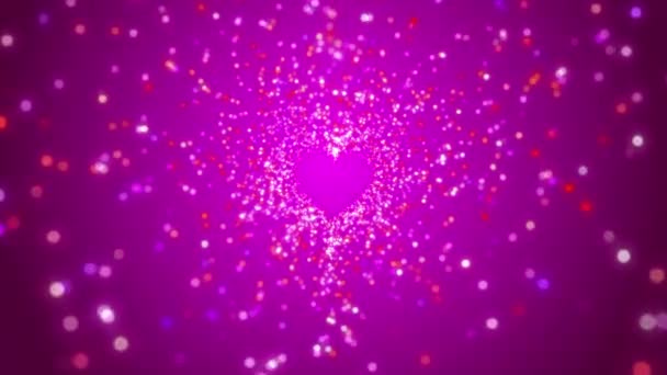 Sparkling Particles Fly Out Love Symbol Heart Shape Animated Blurred — Video