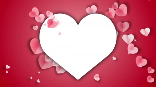 Heart Blank Empty Copy Space Text Animation Red Background Love — 图库视频影像