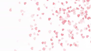 Beautiful confetti hearts falling on white background. Invitation Template Background Design, Greeting Card, Poster. Valentine Day.
