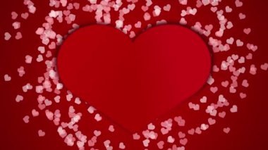 Background video with big red love heart. Movement of pink hearts. Screensaver for a romantic holiday.