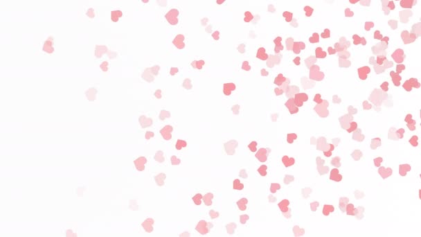 Гарні Серця Конфетті Падають Біле Тло Запрошення Template Background Design — стокове відео