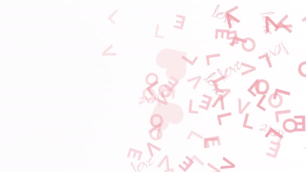 Falling Letters Words Love White Background Invitation Template Background Design — Αρχείο Βίντεο