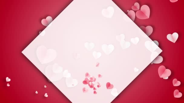 Animation Red Love Hearts Empty Copyspace Text Red Background Romantic — Stock video