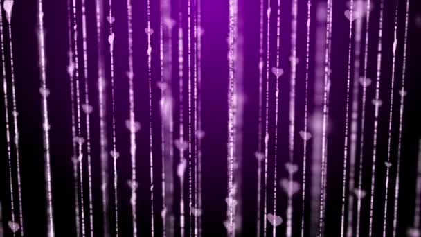 Lines Swirling Hearts Shiny Particles Abstract Animated Purple Background Moving — Video