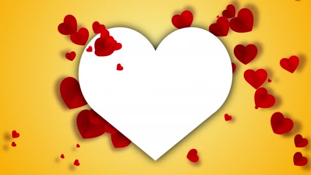 Heart Blank Empty Copy Space Text Animation Yellow Background Love — Wideo stockowe