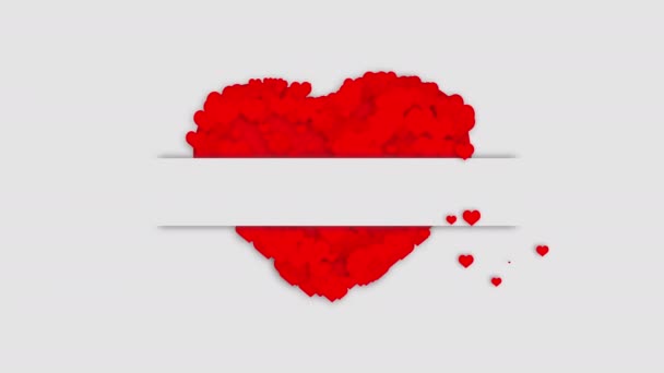 Animation Red Heart Blank Empty Copy Space Text White Background — ストック動画