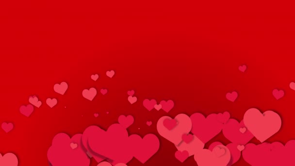 Hearts Movement Valentine Day Greeting Love Video Red Animated Background — Vídeo de Stock