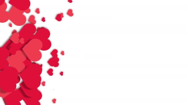 Vertical Video Animation Red Hearts Symbols Love White Romantic Background — Vídeo de Stock
