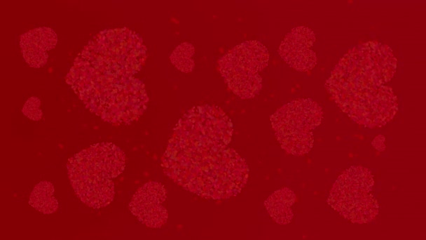 Вертикальне Відео Червоний Романтичний Фон Сердечними Символами Кохання Анімація Соціальних — стокове відео