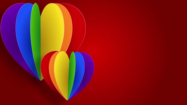 Animated Poster Lgbt Community Paper Love Heart Red Background Gay — Vídeo de stock