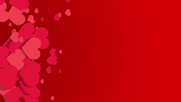 Vertical Video Animation Hearts Symbols Love Romantic Red Background Stories — Stock videók