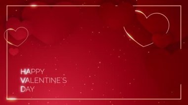 Animated red background with shiny particles. Valentine's day posters or banner with paper cut heart. place for text. Holiday banners and greeting cards.
